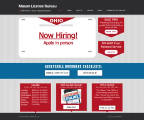 Masonbmv.com(The Mason License Bureau) Screenshot