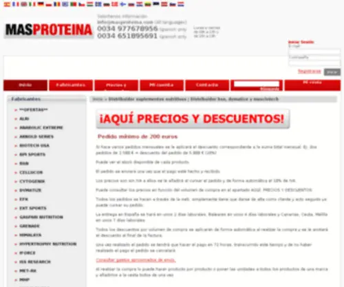 Masproteina.com(Distribuidor bsn) Screenshot