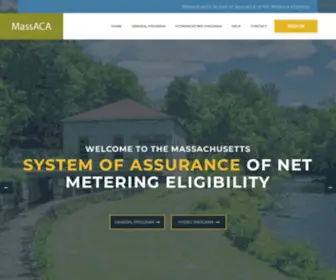 Massaca.org(Massachusetts System of Assurance of Net Metering Eligibility) Screenshot