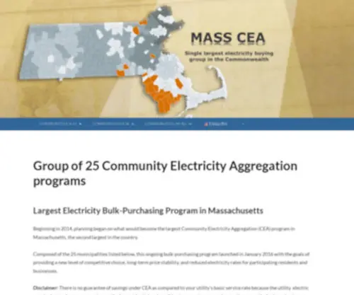 Masscea123.com(MA Community Electricity Aggregation Group program) Screenshot