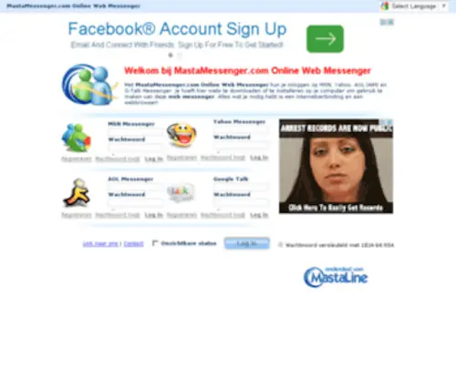 Mastamessenger.nl(Online MSN Web Messenger) Screenshot