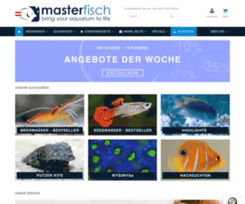 Masterfisch.at(Fische für Ihr Aquarium kaufen) Screenshot