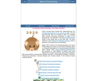 Mastertsai.com(Master Tsai 2020 Five Element Chinese Astrology) Screenshot