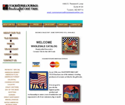 Masterworksarttiles.com(Ceramic Art Tiles Nature Scenic Southwest Animals Patriotic) Screenshot