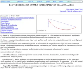 Mathcurve.com(Page d'accueil de l'encyclopédie des formes remarquables ;home page of the encyclopaedia of curves) Screenshot