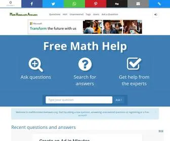 Mathhomeworkanswers.org(Math Homework Answers) Screenshot