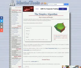Mathstools.com(The Simplex Algorithm) Screenshot