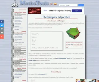 Mathstools.com(The simplex algorithm) Screenshot