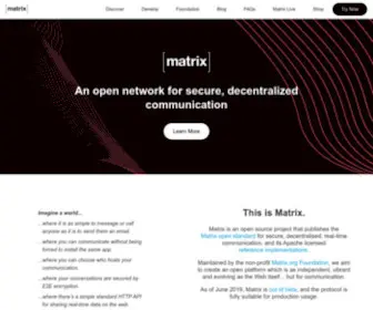 Matrix.org(The homepage of the website. Chat securely with your family) Screenshot