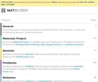 Matsci.org(Materials Science Community Discourse) Screenshot