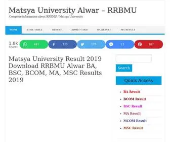 Matsyauniversity.in(Matsya University Result 2019 Download RRBMU Alwar BA) Screenshot