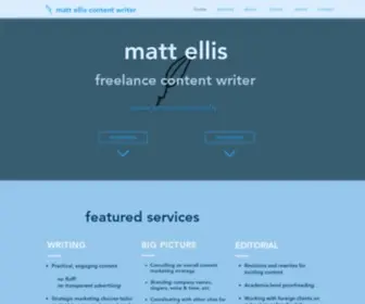 Mattelliscontentwriter.com(Content Writer Matt Ellis) Screenshot