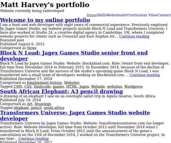 Mattharvey.com(Website currently being redeveloped) Screenshot