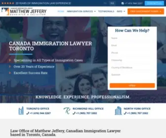 Matthewjeffery.com(Canadian Immigration Lawyer Toronto) Screenshot