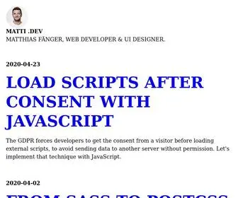 Matti.dev(Blog by Matthias Fänger) Screenshot