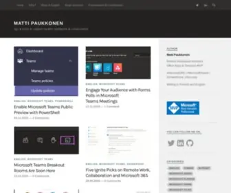 Mattipaukkonen.com(Tips & tricks to support modern teamwork & collaboration) Screenshot