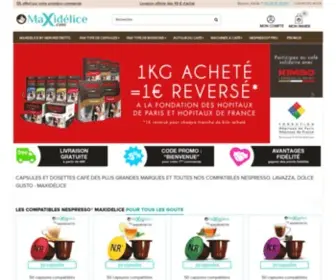 Maxidelice.com(Capsules et dosettes café des plus grandes marques et toutes nos compatibles Nespresso) Screenshot