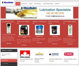Maxilube.co.za(Maxilube South Africa) Screenshot