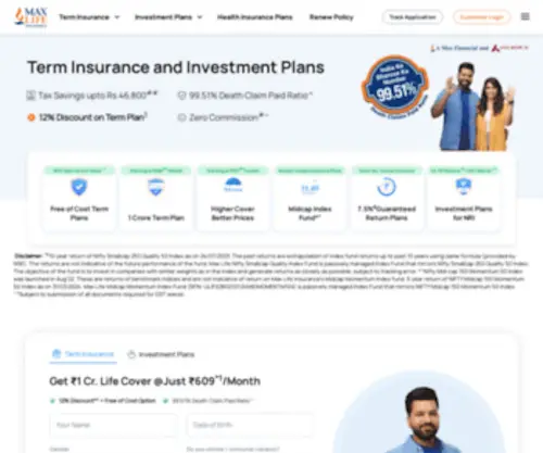 Maxlifeinsurance.com(Life Insurance) Screenshot