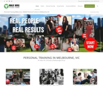 Maxnrgpt.com.au(Personal Training Melbourne) Screenshot