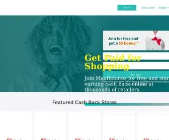 Maxrebates.com(Shop & Earn Cash Back) Screenshot