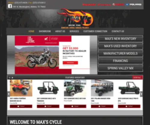 Maxscycle.com(Max's Cycle is located in Abilene) Screenshot