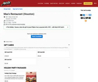 Maxshouston.com(Max's Restaurant (Houston)) Screenshot