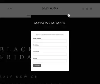 Maysons.co.uk(Designer Menswear UK) Screenshot