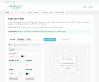 Mazepuzzlemaker.com(Maze Generator for Commercial Use) Screenshot