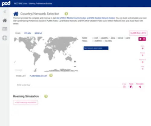 MCC-MNC-List.com(Identify mcc and mnc country and network codes and simulate roaming schemes) Screenshot