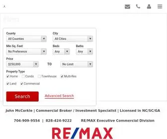 Mccorkleproperties.com(McCorkle Properties RE/MAX Commercial Real Estate locally in Asheville and NC/SC/GA regionally) Screenshot