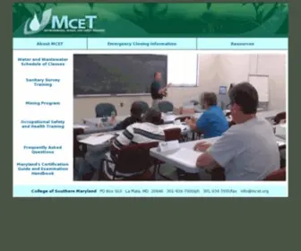 Mcet.org(Maryland Center for Environmental Training (MCET)) Screenshot