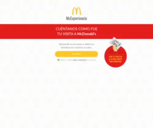 Mcexperiencia.com.ar(McDonald's Argentina Encuesta de satisfacción del cliente) Screenshot