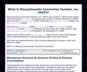 Mcfi.org(Massachusetts Convention Fandom) Screenshot