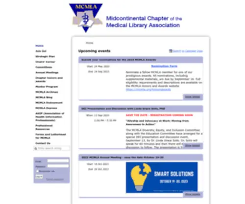 MCmla.org(Midcontinental Chapter of the Medical Library Association) Screenshot