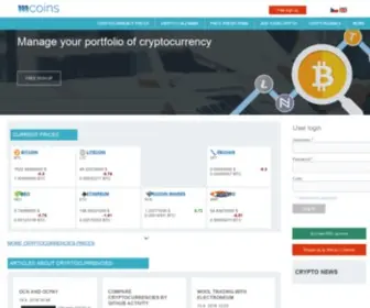 Mcoins.eu(All about cryptocurrencies with manager of portfolio) Screenshot