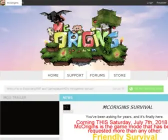 Mcorigins.com(SERVER IP) Screenshot