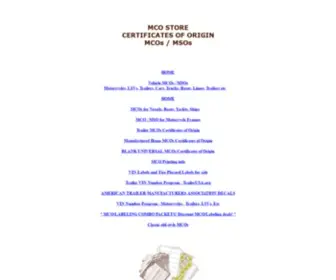 Mcostore.com(MCO Store MCOs MCOs Certificates of Origin) Screenshot
