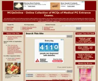MCqsonline.net(Online Collection of MCQs of Medical PG Entrance Exams) Screenshot