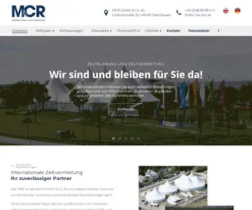 MCR-Zelte.de(MCR Internationale Zeltvermietung) Screenshot