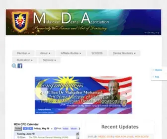 Mda.org.my(Promoting the Science and Art of Dentistry) Screenshot