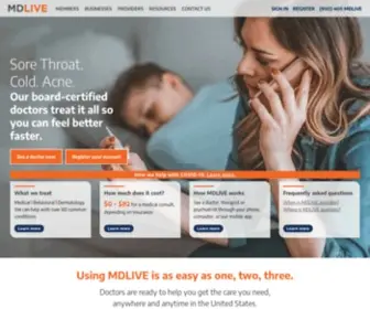 Mdlive.com(Board-Certified Doctors on Call 24/7) Screenshot
