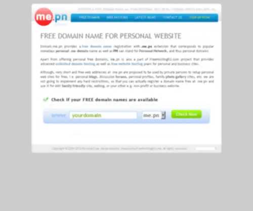 ME.pn(Personal FREE domain name) Screenshot