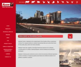 Meadowfeeds.co.za(Meadow Feeds is regarded as the market leader in the Southern African animal feed industry) Screenshot