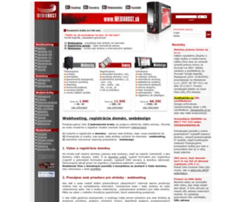 Mediahost.sk(Registrácia domén) Screenshot