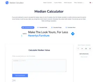 Mediancalculator.com(Median Calculator) Screenshot