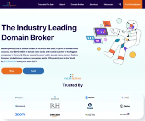 Mediaoptions.com(The Industry Leading Domain Broker) Screenshot