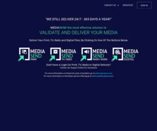 Mediasend.co.za(Validate and deliver your media) Screenshot