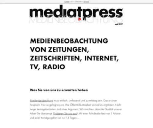 Mediatpress.de(Medienbeobachtung und archiv) Screenshot