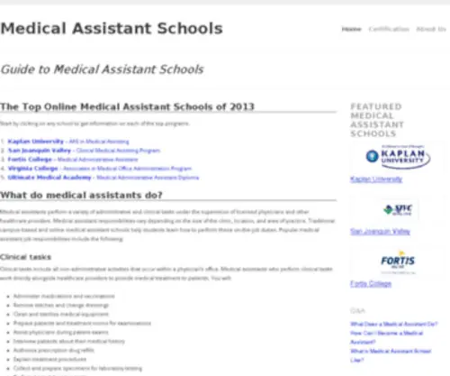 Medicalassistantschools.org(Top 5 Medical Assistant Schools Online) Screenshot